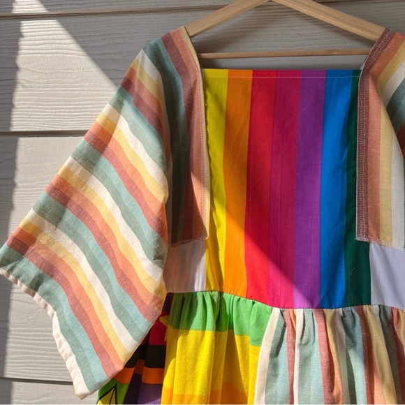 Rainbow&Vintage Fabric | Handmade Quilted Bandana Dress SKU 06052 Rainbow - Picture 7 of 10